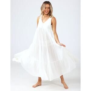 talisman XL white embroidered boho maxi dress